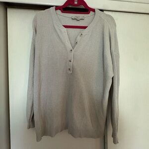 LOFT Heather Gray Henley Sweater